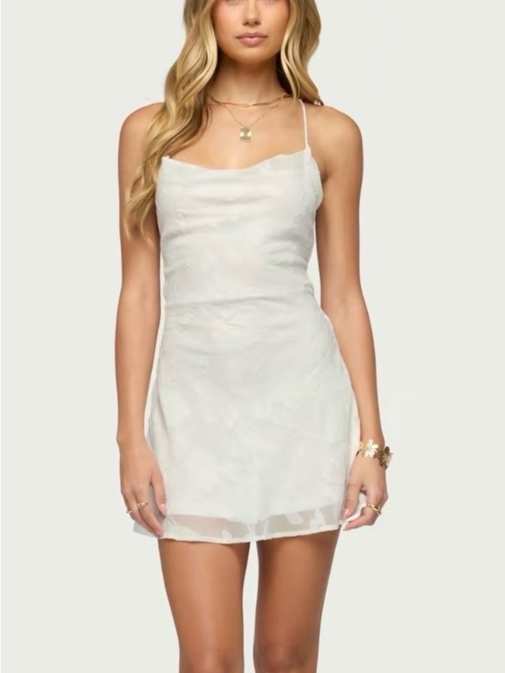 Floral Embroidered Chiffon Backless Mini Dress